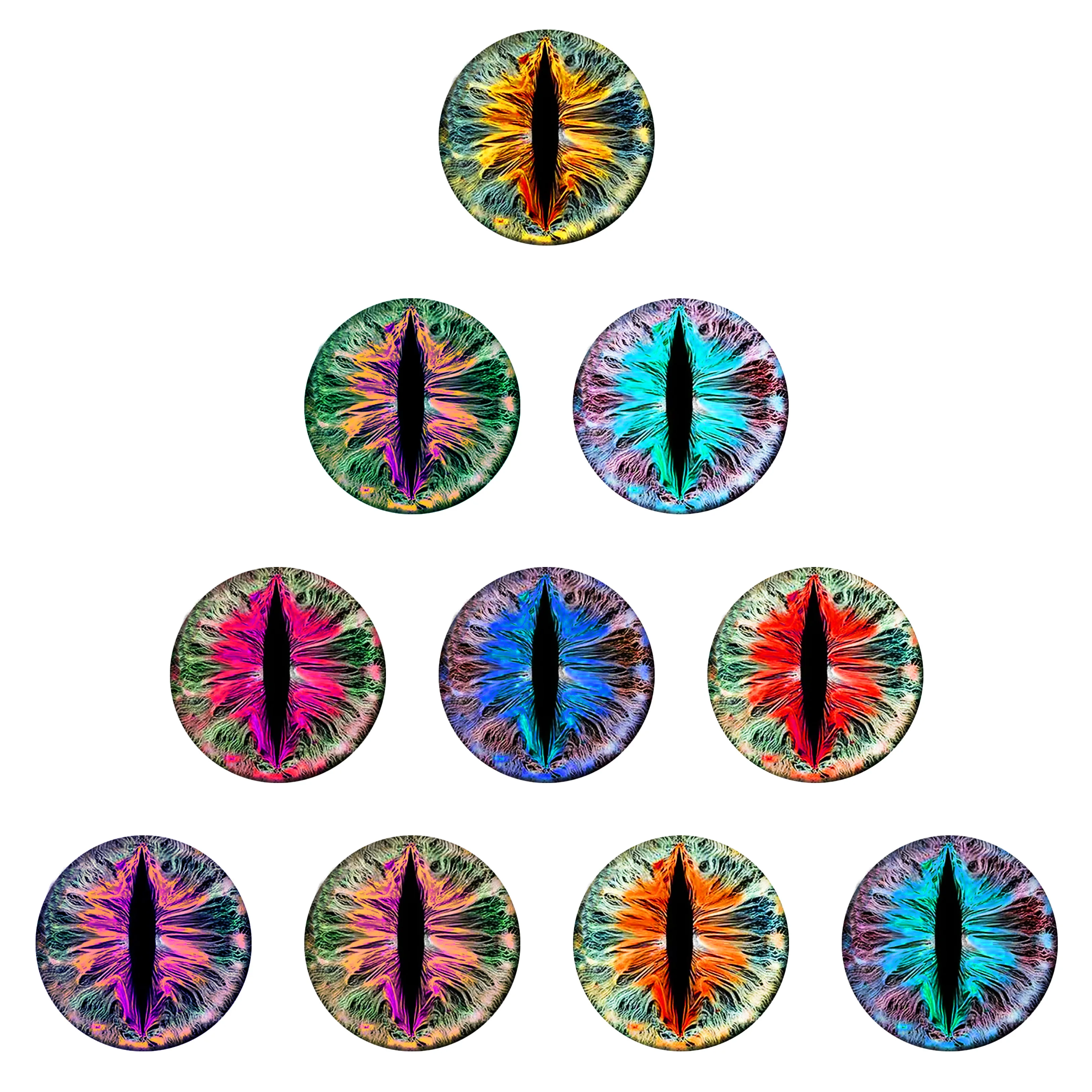 

FLTMRH 10mm/12mm/14mm/16mm/18mm/20mm/25mm Animal Cat Dragon Eyes Handmade Photo Round Glass Cabochons Jewelry Accessories