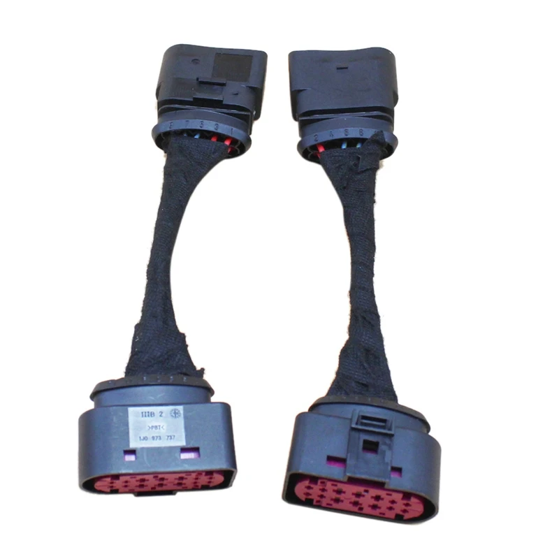 

2PCS Xenon Headlight 10 To 14 Pin Wiring Harness Connector Plug Adapter Fit For Golf MK6 1J0973737 1J0973835