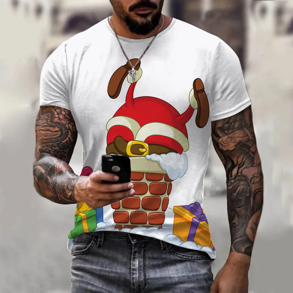 

Men's Summer Short sleeve Christmas Print T-shirt Male Sports Running tshirt Fitness Gym t shirt Tee Tops Streetwear Clothes
