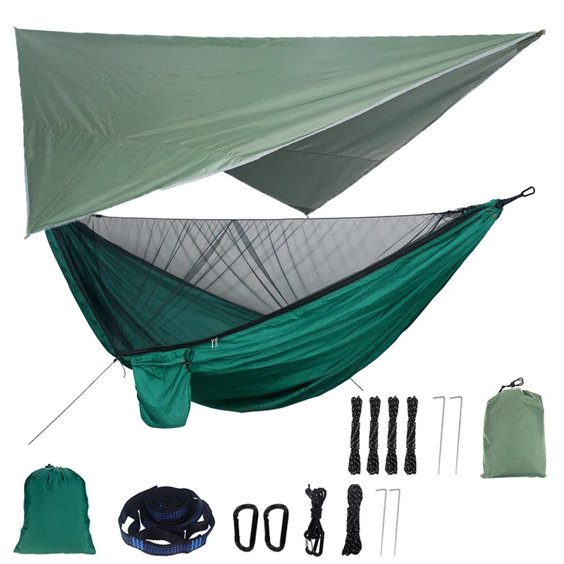 

Outdoor Canopy Camping Hammock Double Parachute Hammock Lightweight Nylon 2 Person Tree Tent Travel Rainproof Sunshade Canopy