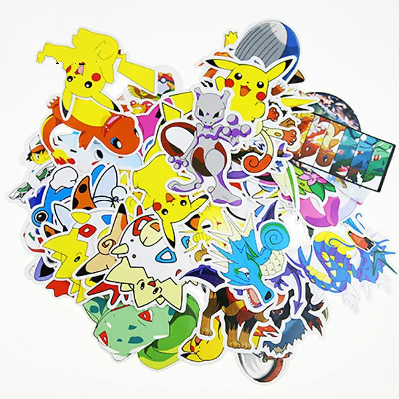 

Cartoon Anime Pokemon Pikachu 60 Sheets Handbook Stickers Helmet Luggage Cell Phone Notebook DIY Creative Versatile Stickers