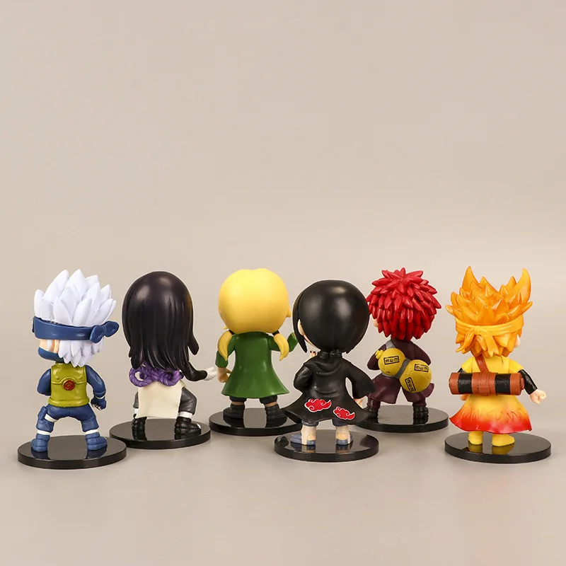 6 PCS Genuine Naruto Anime Figures Mini Q Version Kawaii Holiday GiftToys Model Toys For Children Fnaf Baby |