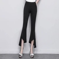 2022 spring summer new slit flared trousers women fashion high waist slim pants streetwear casual ladies black baggy suit pants