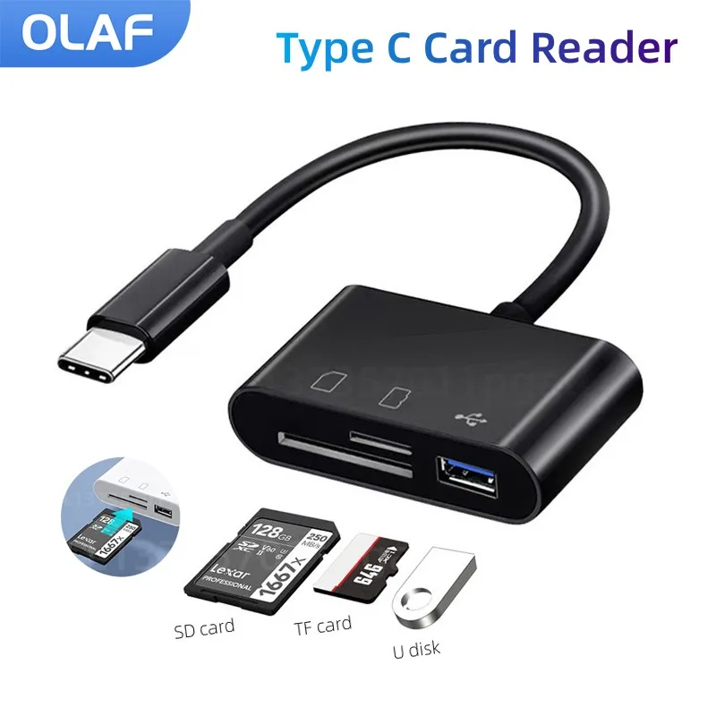 

Olaf Type-C Card Reader TF SD Memory Card Reader OTG Writer Compact Flash USB-C Converter For Macbook Huawei Samsung Xiaomi