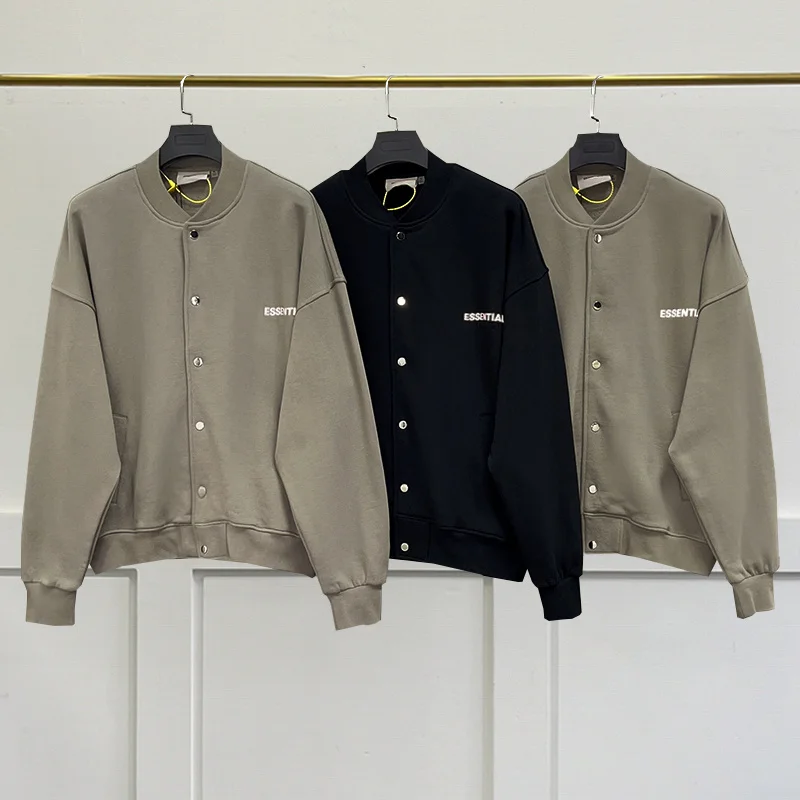 

Baseball Jacket Essentials New Fashion Brand Jerry Lorenzo Reflective letter Hip hop Loose Unisex oversize Jacket Coat