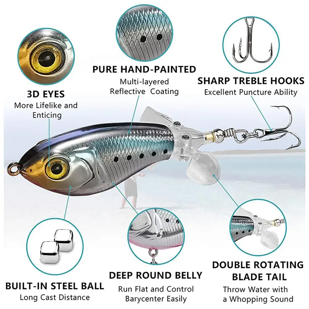 

Topwater Fishing Lures Artificial Pencil Floating Plopper Fishing Bait Bionic Noise Bait For Freshwater Saltwater