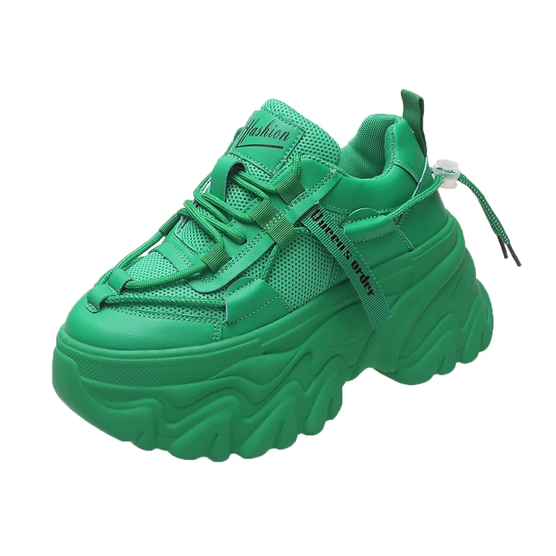 

High Quality Lace-Up White Trainers Women's Fashion Platform Dad Sneakers Breathable Female Chunky Outdoor Casual Flat Shoes