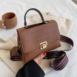 famous designer brand female bag classic fashion luxury female handbag retro crocodile pattern messenger bag black handbag a bag free global shipping