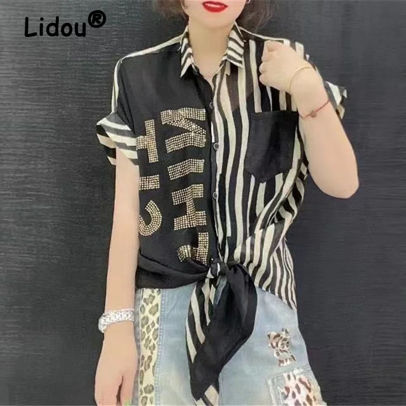 

Блузка женская свободного покроя с коротким рукавом, из хлопка и льна