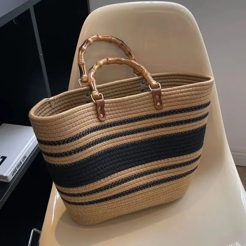 

Women Fashion Bohemia Style Beach Bag Raffia Rattan Holiday Handbags Large Capacity Weave Straw Summer Casual Tote Bag