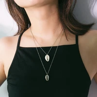 simple geometric chain joker necklace female tassel multilayer beach shell double necklace