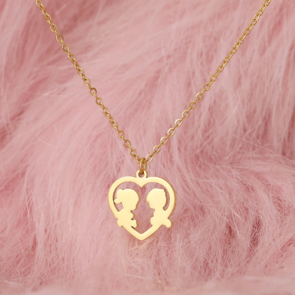

Stainless Steel Necklaces Loving Couple Pendants Chain Choker Jewellery Fashion Necklace For Women Jewelry Party Friend Gifts