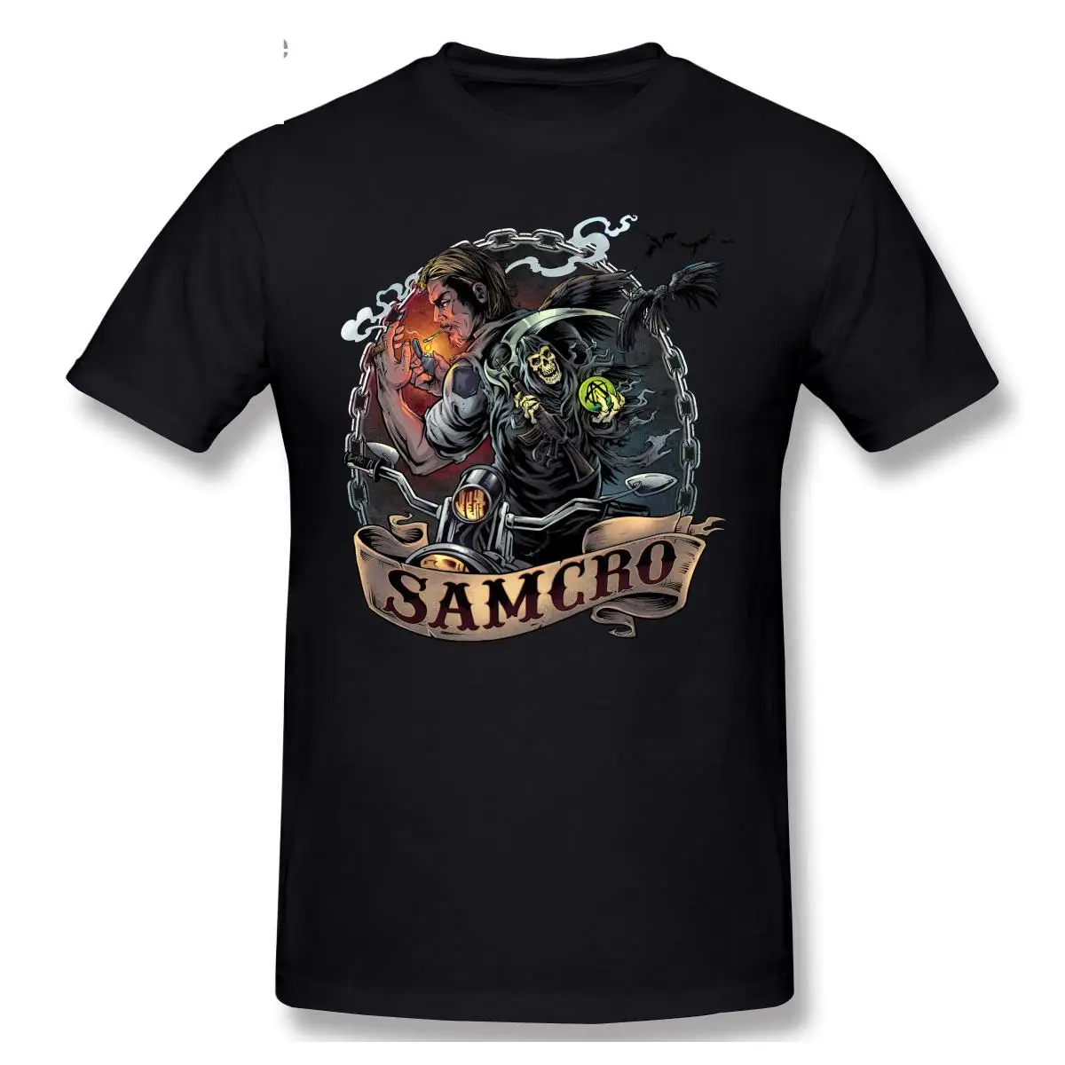 

2021 Fashion Graphic T-shirt Cartoon Anime Sons Of Anarchy SAMCRO Short Sleeve Casual Men O-neck 100% Cotton T shirt Top