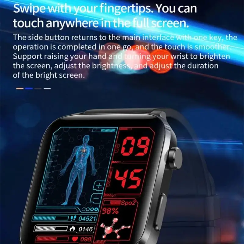 F100 Smartwatch Laser Treatment Smart Bracelet 24h Heart Rate Health Monitoring Full Touch Screen F100 Smart Watch 2023 1.7inch