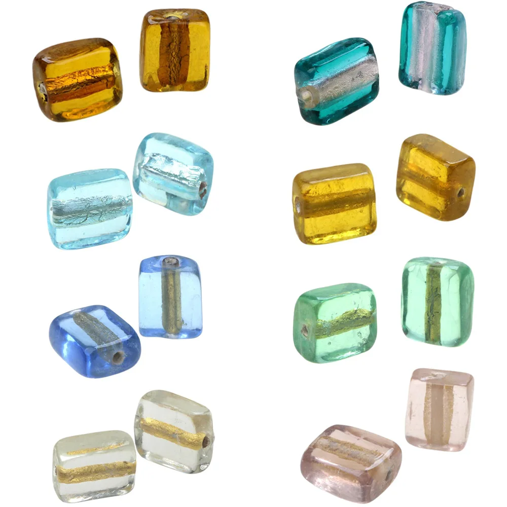 4 шт./лот квадратной формы стеклянные бусины из фольги лэмпворк ручной работы