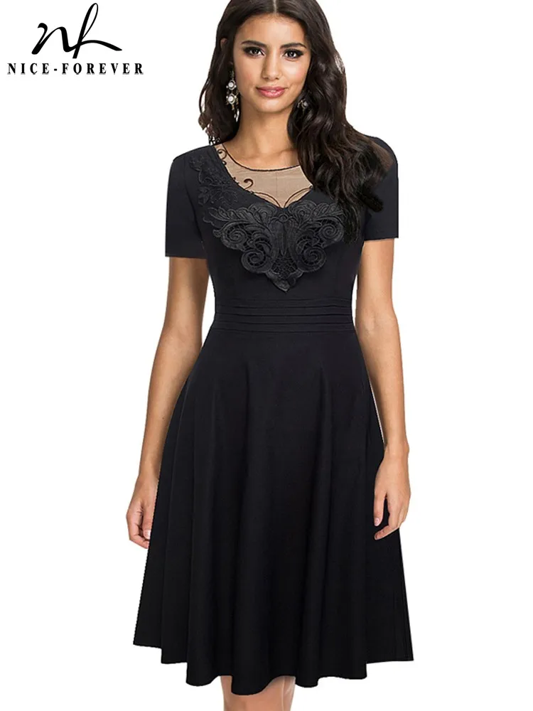 

Женское кружевное платье Nice-forever, Элегантное коктейльное платье с вышивкой, вечерние платья в стиле ретро, A084