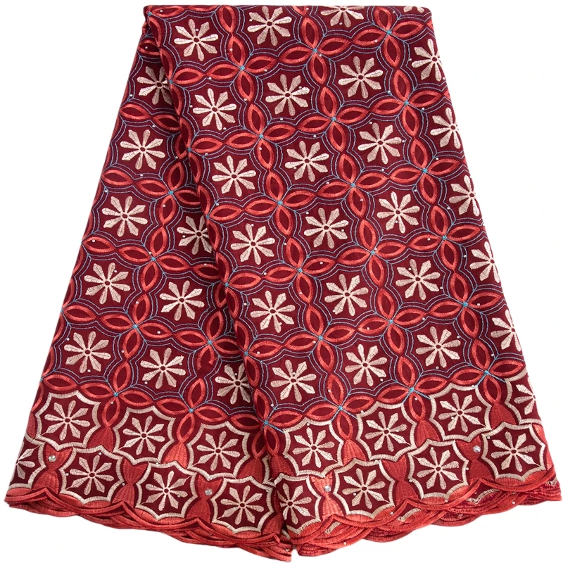 

New African Cotton Lace Fabric 2023 High Quality 5 Yards Nigerian Swiss Voile Lace Fabric for Sewing Woman Party Dresses F3430