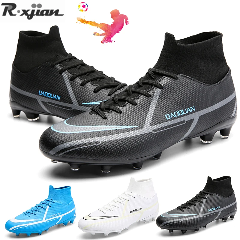 Big Size Soccer Shoes for men Outdoor TF/FG High Ankle Ultra Light Football Boots Kids Cleats Training Sport Sneakers 32-48#