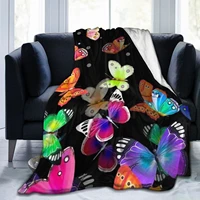 black colorful butterfly flannel blanket sofa blanket warm soft living room cover blanket outdoor office travel ladies 6080 inc