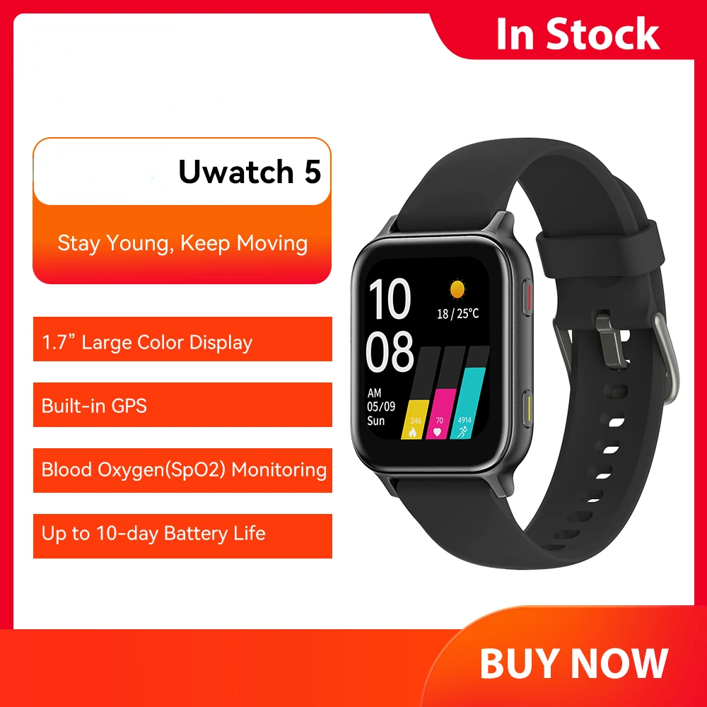 

Водонепроницаемые Смарт-часы Uwatch 5 с Bluetooth, GPS, пульсометром и оксиметром