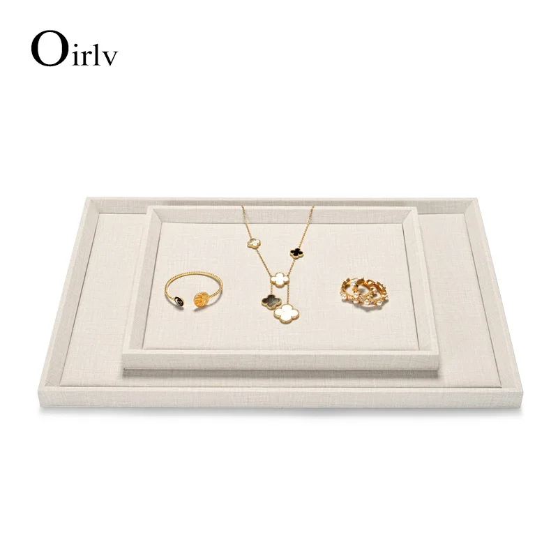 Oirlv PU Leather Jewelry Tray Customized Display Three sizes of storage Tray bracelet necklace storage Accessories