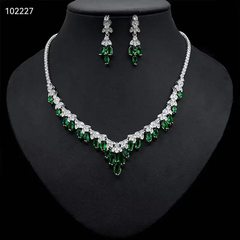

HIBRIDE Shinning Pave CZ Dubai Jewelry Sets 2022 Women Wedding Zirconia Water Drop 2pcs Set Anniversary Accessories N-430