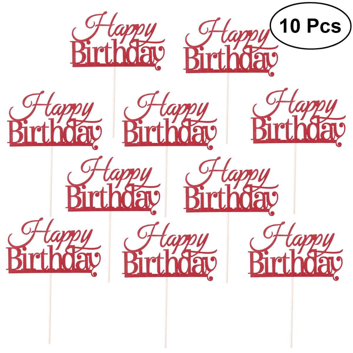 

10 Pcs Cake Topper Cake Decorations Party Supplies (Red)