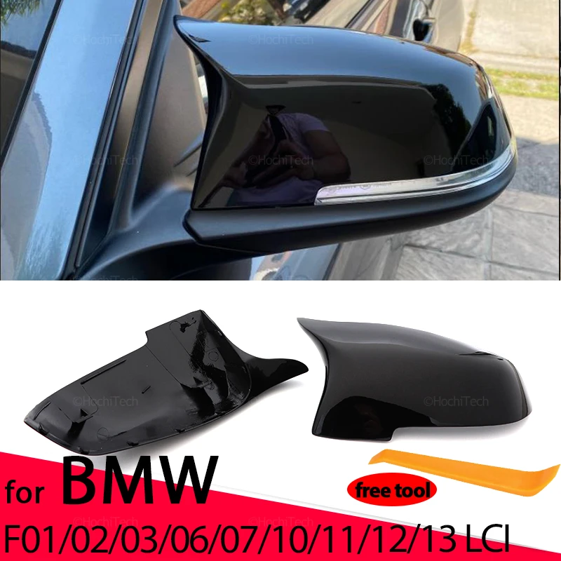 

2x Carbon Fiber Pattern Black Side Mirror cover Caps Replacement for BMW 5 6 7 Series F10 F11 F18 F07 F12 F13 F06 F01 F02 LCi