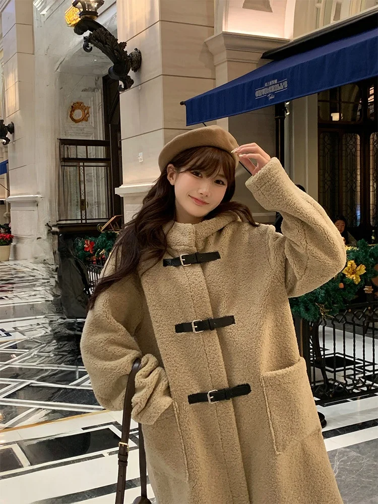 Bigking Daikin пальто с капюшоном из овечьей шерсти женское осенне-зимнее новое