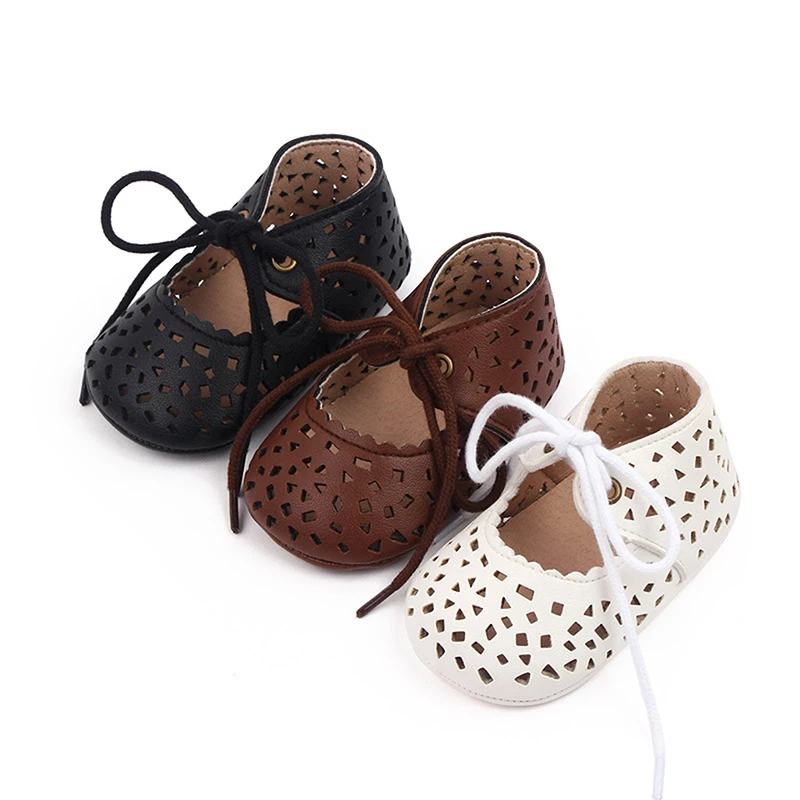 

Summer Children‘s Girls Shoes Lovely Baby Flat Shoe Non-slip PU Leather Hollowed Lacing Kids Toddler First Walkers Footwear