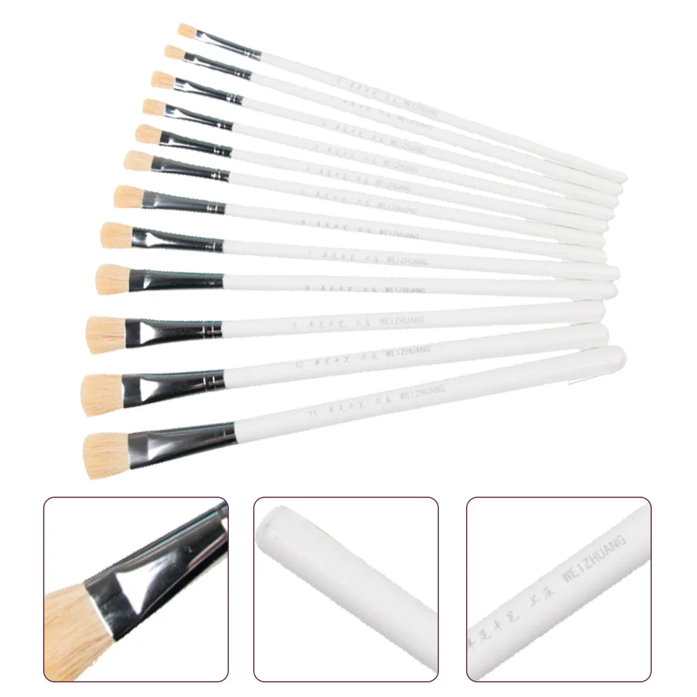 

12 Pcs Watercolor Brush Body Set Furniture Painting Brush Watercolor Brush Set Oil Paintbrush Flat Oil Painting Brush
