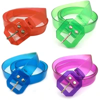 fashion transparent candy color women belt clear square pin buckle wide waist bands ladies waistband punk waist belt