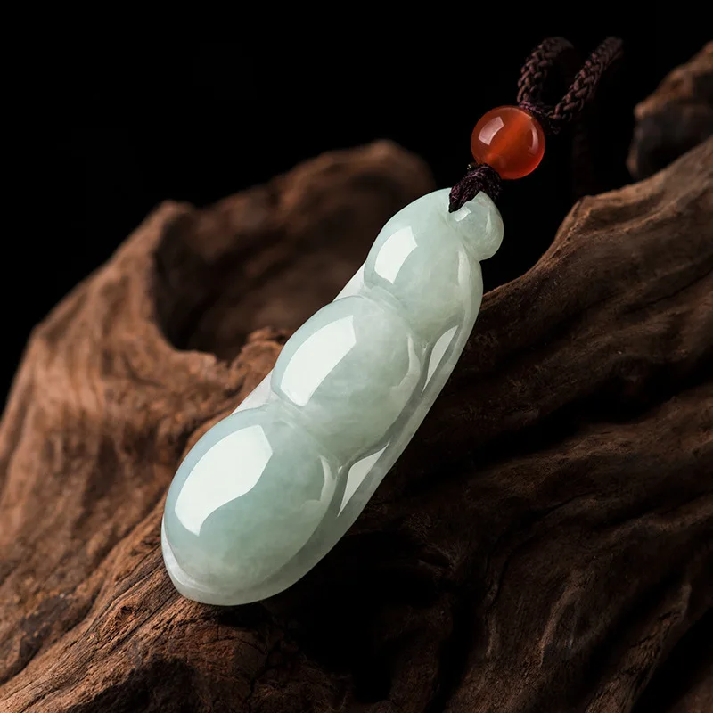Фото Ювелирные изделия из натурального нефрита A+ Жадеит Fudou Four Seasons Bean Jade Кулон №2
