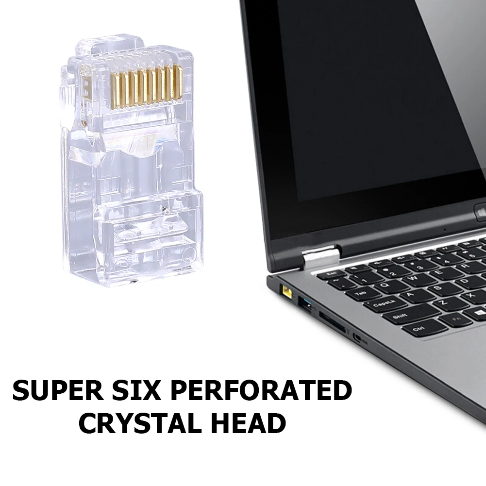 100x гигабитные обжимные разъемы Ethernet 8P8C UTP RJ45 Cat6 разъем неэкранированные