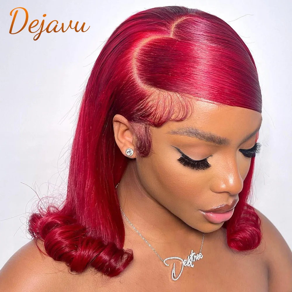 

Bob Wig Lace Front Human Hair Wigs Colored Human Hair Wigs 8"-16" Red/Burgundy Straight Lace Front Human Hair Wigs