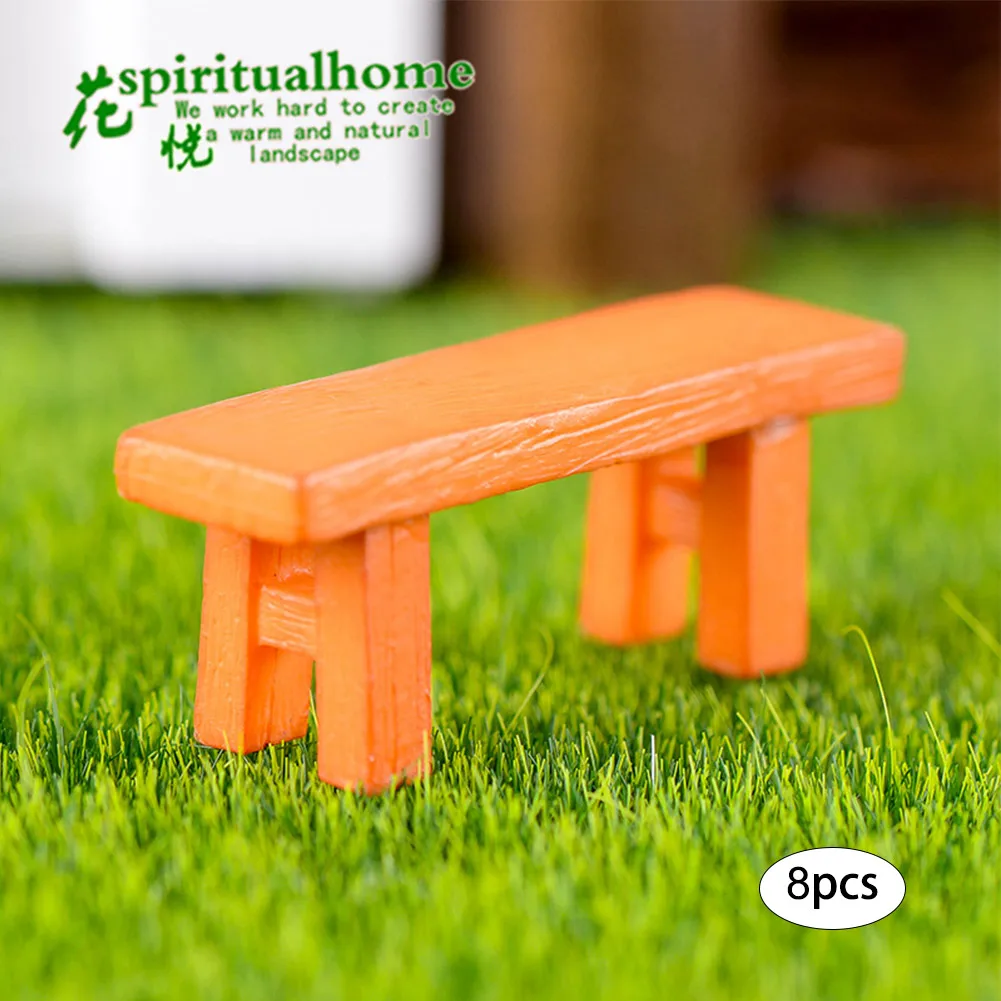 

8x Benches Miniature Ornaments Fairy Bonsai Decor Dollhouse Garden Miniatures Terrarium Figurines Chair Craft Decoration Chairs