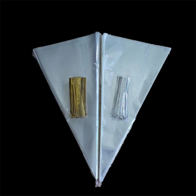 

50Pcs/Set Clear Cellophane Packing Bag Transparent Cone Candy Bag For DIY Wedding Birthday Party Favors Bag Popcorn Plastic Bag