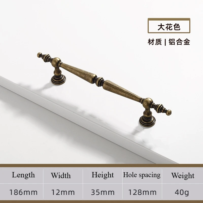 Винтажная простая антикварная никелевая ручка, большая цветочная медная коричневая мебельная ручка, одинарный ящик шкафа, дверная ручка