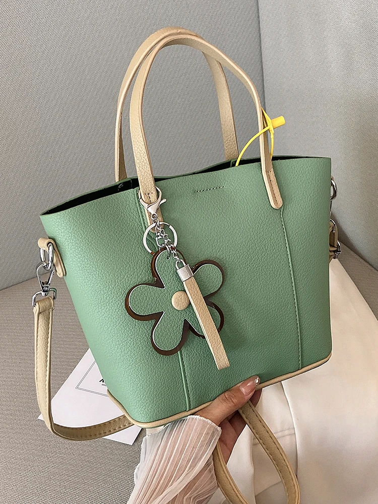 VeryMe Solid Color Pu Leather Large Capacity Totes Fashion All-Match Shoulder Bags For Women Simple Crossbody Pack сумка женская