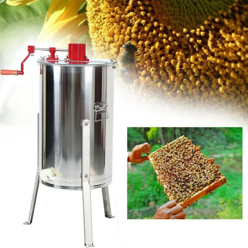 Honey Extractor Bee Honey Extractor Manual Honeycomb Spinner 3 Three Frame Stainless Steel Beekeeping Accessory