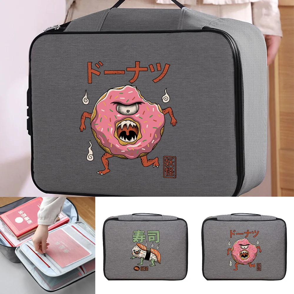 Handbag Documents Bags Organizer Unisex Travel Credentials Passport Storage Bag Cute Monster Print Waterproof File Luggage Case