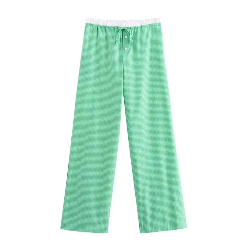 Женский Осенний Комплект Из 2 Предметов Traf Шикарные Полосатые Широкие Брюки