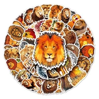 50pcs cute lion stickers for scrapbook luggage laptop craft supplies animal sticker vintage scrapbooking material stationery