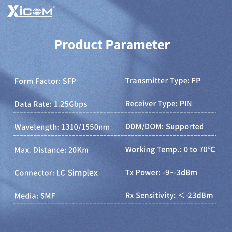 Одномодовый одноволоконный соединитель LC Simplex 1 25 ГГц 20 км с модулем SFP 1310 нм/нм
