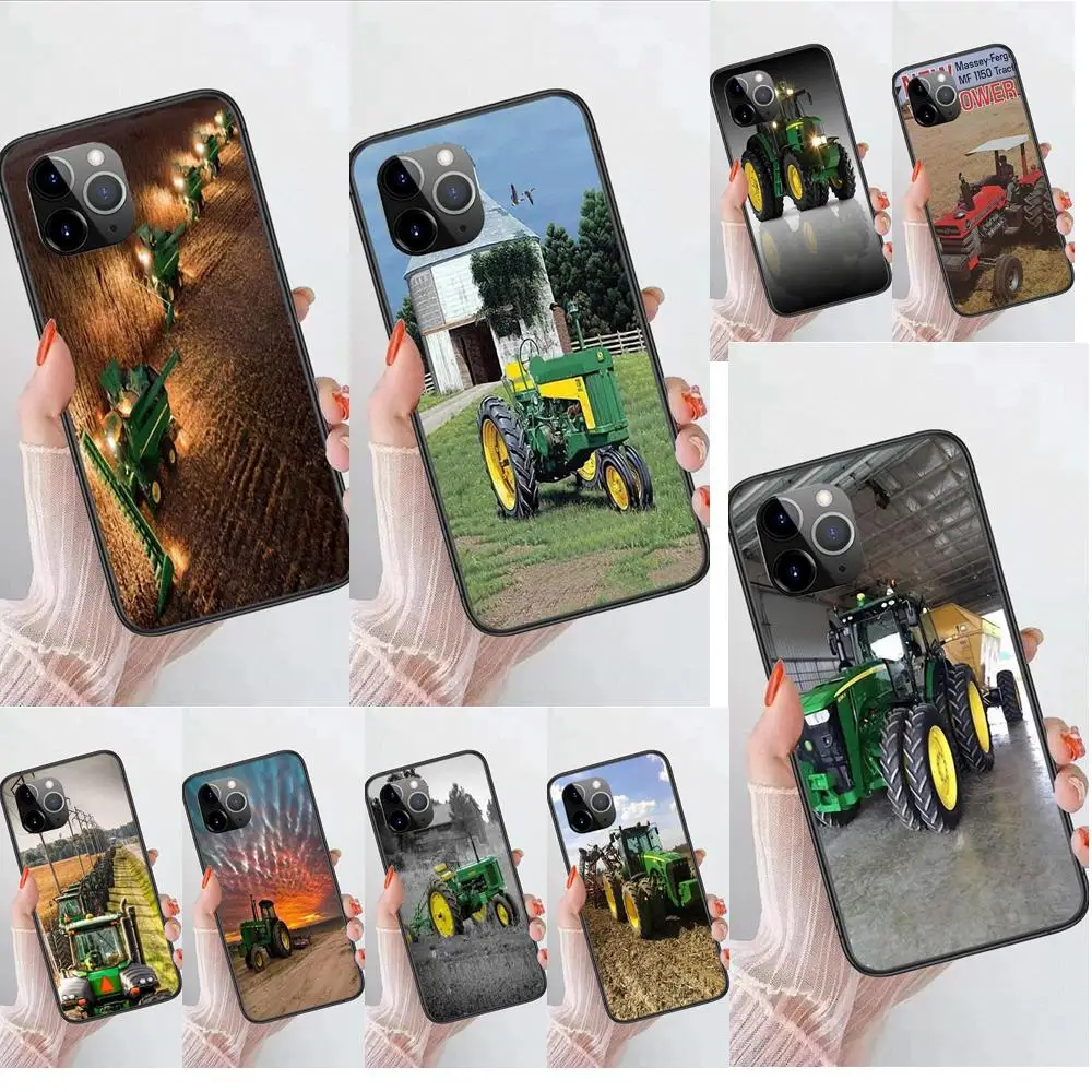 

For Apple IPhone 13 12 Mini 11 Pro XS MAX XR X 8 7 6S 6 Plus 5S SE Black Hoesjes Fashion Etui 3D Farm Massey Ferguson Tractors