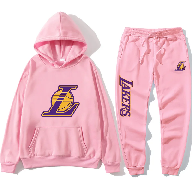 Autumn Winter Fashion Men'S  Women'S Sports Suits Team Printing Hoodie Set Couples Tracksuit Hooded Basketball Sweatpants Suit