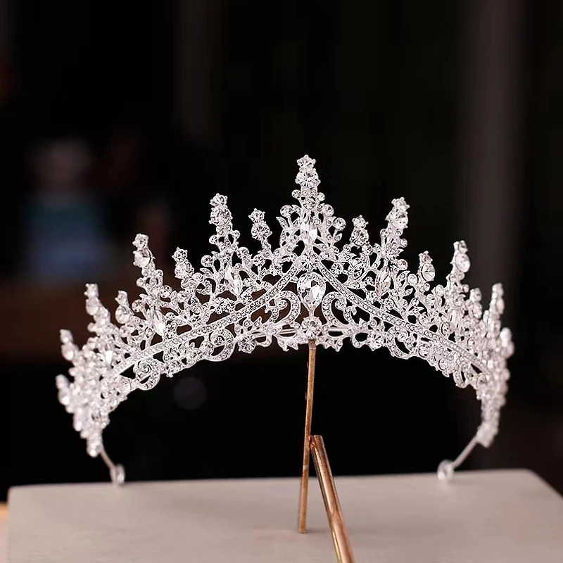 

New Wedding Hair Tiara Crystal Bridal Tiara Crown Diademas Veil Tiaras Wedding Hair Accessories Headpieces Head Jewelry