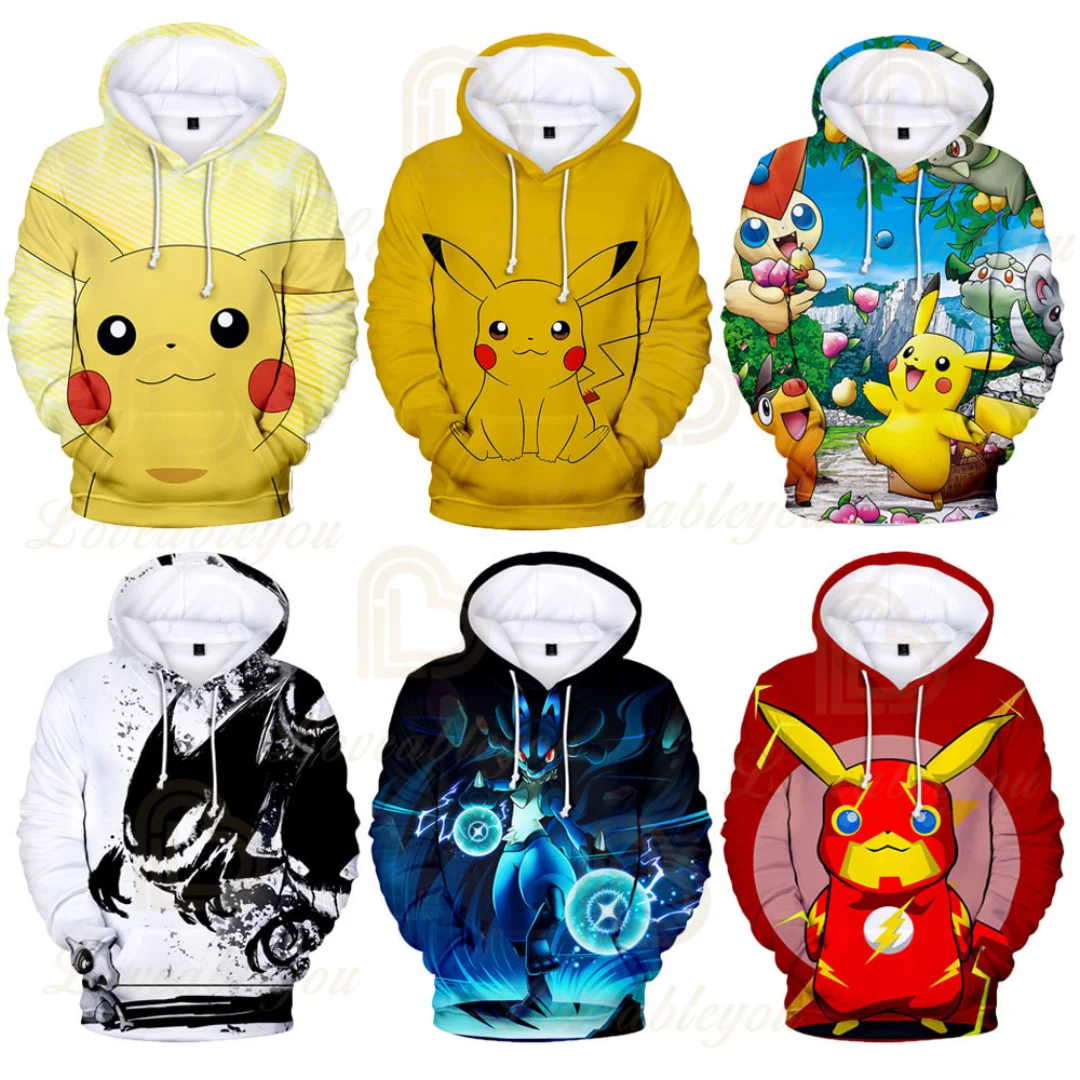 

4-14 Years Kids Cotton Hoodies Pikachu Pokemon Sweatshirt Long Sleeve Children Clothes Boys/Girl Cool Cute Tops Kids Size 4-14T