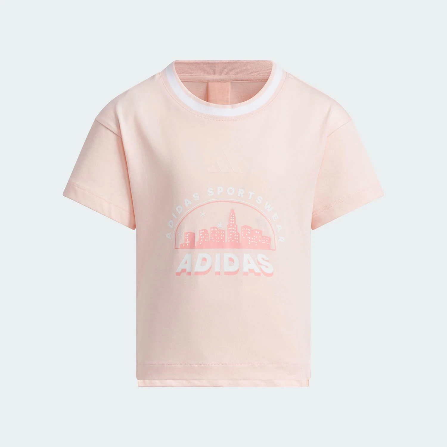 Фото Оригинальная детская повседневная трикотажная рубашка Adidas с короткими рукавами, летняя коллекция, JL7576 №1