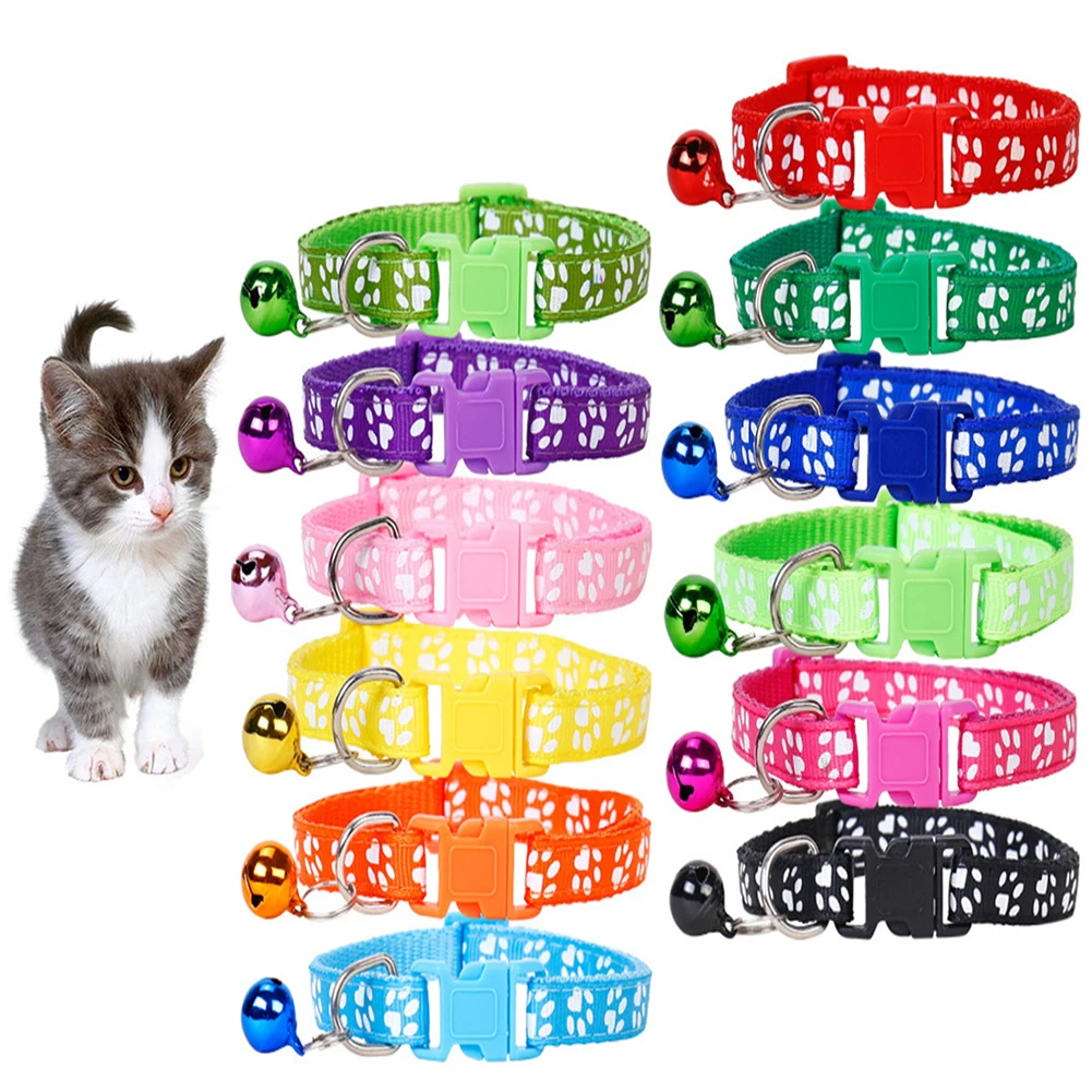 

Fashion Pets Dog Collar Cartoon Funny Footprint Cute Bell Adjustable Collars For Dog Cats Puppy Pet Accessories Free Shipping